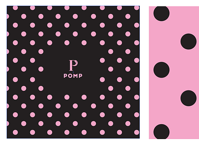 Pomp Logo Design black design feather icon logo pink polka dot polkadots