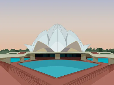 Lotus Temple adobe illustrator architecture design flat design flat illustration illustration illustrator lotus temple