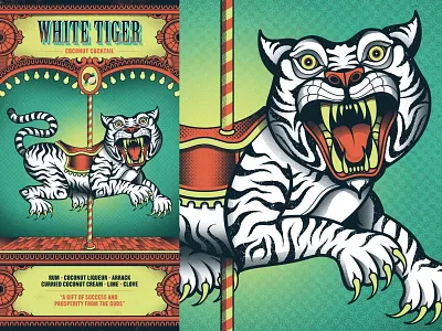 Flight Club - White Tiger circus cocktail flight club menu