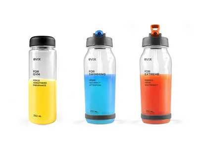 Evix bottle branding colors design geometry illustration logo sport typography water