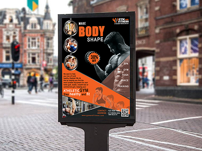 Fitness Flyer body exercise gym gym logo healthy person offer push ups running girl warm up yoga