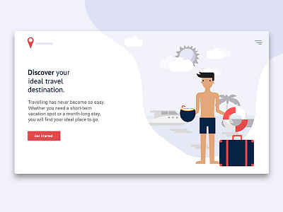 Travel App Landing Page in Material Design google googledesigjn graphic graphic design illustration landing page landing page ui material design material ui materialkit minimaldesign prospect template travel ui uiux ux web webdesign website