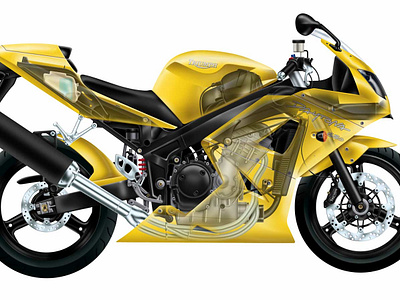 Triumph Daytona cutaway instructional illustration motorbike motorcycle photoshop technical illustration technical illustrator