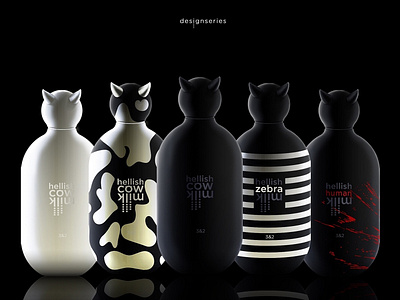 Hellish milk for creative festival "Design Cup 2018" 3d almaty black white branding color concept creative design festival hell identity logo milk packagedesign packagingmilk