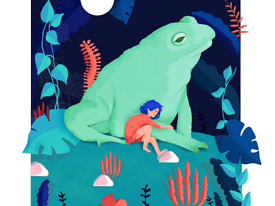 Un crapaud à minuit art crapaud design dessin digitalart graphic graphic design graphic arts graphisme illustration illustration digital illustrator maison bernie matière pastel photoshop poésie toad