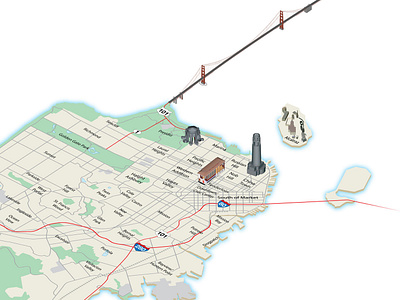 San Francisco 01 illustration isometric isometric illustration map technical illustration technical illustrator vector art