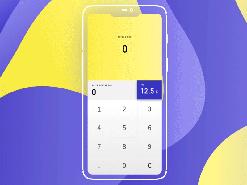 daily UI Challenge #04 calculator animation app app animation app concept color daily ui challenge dailyui dailyuichallenge design flat iphone minimal ui ux