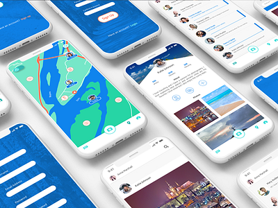 Map Page & Profile Page - Photo Sharing App adobe adobe illustrator adobexd app app concept social media travel ui ux ux design