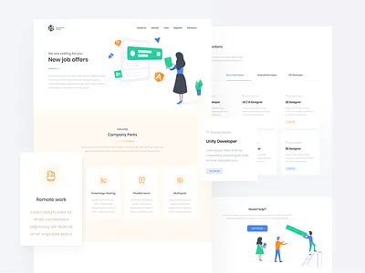 Jobs Page - Softnauts Game brand branding clean dashboard design icons illustration interface ui ux vector web website