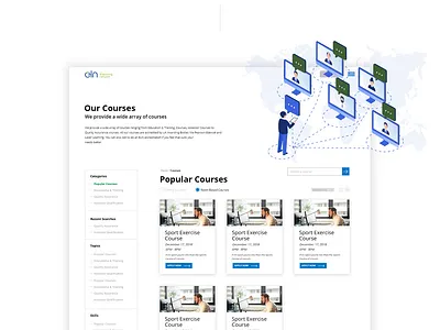 Eln branding class courses design digital e learning map mobile online learning our courses responsive search section shot students teacher typography ui ux world