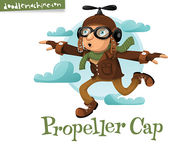 Propeller Cap art branding cartoon character commission cute design drawing freelance icon illustration illustrator logo mascot scene sky typography vector weird whimsical