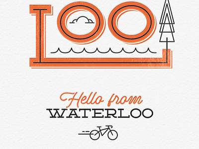 Hello Waterloo design greeting card illustration linear