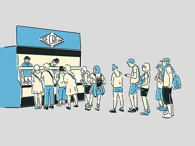 Wait in line illustration