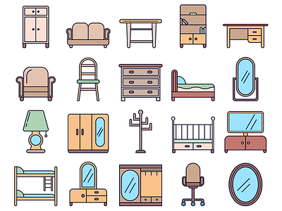 Furniture Free Vector Icon Set design free freebie freebies freeicons furniture graphics icon set icons typography vector