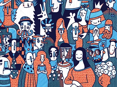 Followers 02 character crowd digital drawing editorial graphic illustration paint people texture vector