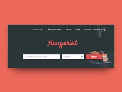 Hungerist Search Concept component food delivery food search foodapp header hungerist landing mangobaaz review reviews search