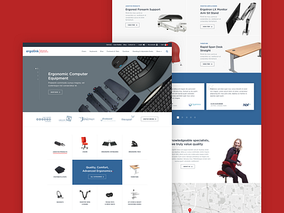 Ergolink UX UI design blue ecommerce ergonomics furniture red ui web design