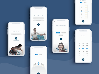 physical fitness app - registration screens app born in fitness app height mobile app design registration ui design uiux weight