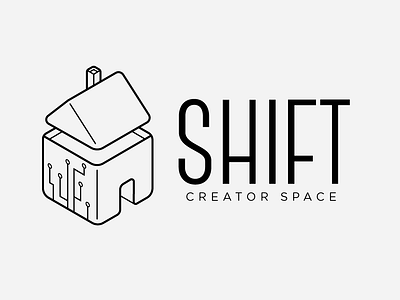 SHIFT Creator Space Logo branding creator space creatorspace design house house icon house logo identity lines logo logo design logos makerspace michigan shift shift creator space symbol umich university of michigan