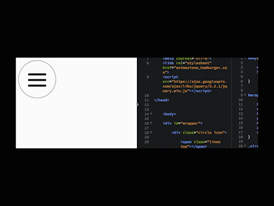 Hamburger animation animation app button code code editor design illustration menu web website
