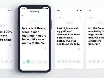 Small talk app app clean day humour inspiration interface knowledge minimal mobile small talk text tip ui word
