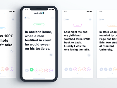 Small talk app app clean day humour inspiration interface knowledge minimal mobile small talk text tip ui word