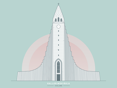 Iceland Landmark Illustration building design iceland illustration landmark travel