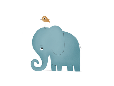 Elephant & Bird bird character cute design drawing elephant illustration nature procreate