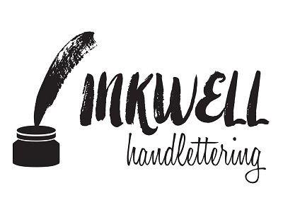 Inkwell branding feather illustration ink lettering logo quill typography