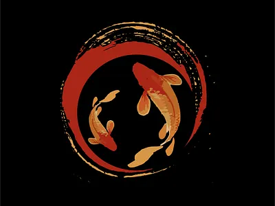 Couple of Koi Fish abstract animal background beautiful brush fish logo golden fish graphic design illustration ink art japan koi koi fish logo modern orange fish ornament red fish vector vectorfile