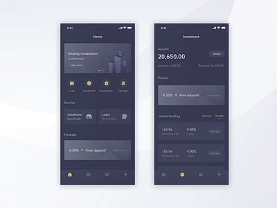 Finance app design ui