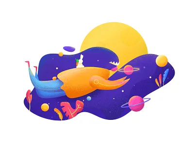 Moon Gril illustration bule gril illustration moon rabbit