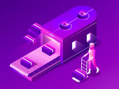 Express detection beautiful express futuristic illustration inspection package room staff