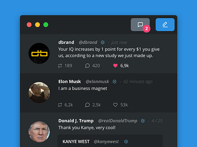 Twitter Client dark theme macos twitter ui