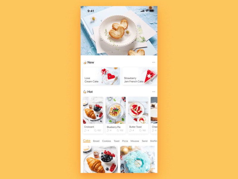 Walk Your Fingers Through Baking-Animation animation app baking card design ui