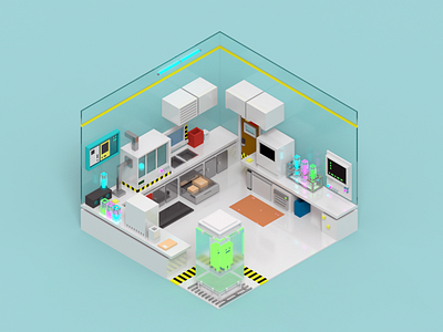 Lab Room 3d illustration isometric lab render room science voxel voxelart