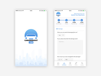 Carhireshout - Rent your car today blue mobile app mobile user interface process rent rent a car service app spain sri lanka user inteface