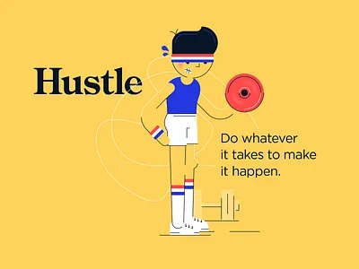 Hustle flat gym hustle illstration typography vector weights workout