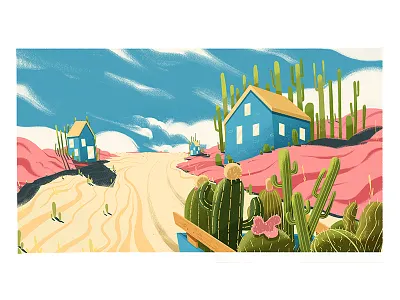 goodbye cactus artwork cactus conceptart design digitalart landscape stillframe vector
