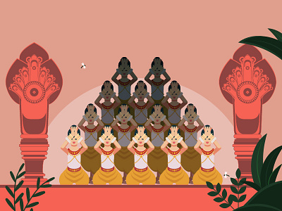 Apsara traditional Khmer lotus dance angkor apsara cambodia choregraphy dance flat design khmer lotus temple traditional wat women