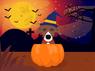 dog suprise pumpkin halloween celebrate cemetery dog flat design halloween halloween bash halloween carnival halloween day halloween design illustration nightmare party pumpkin ui