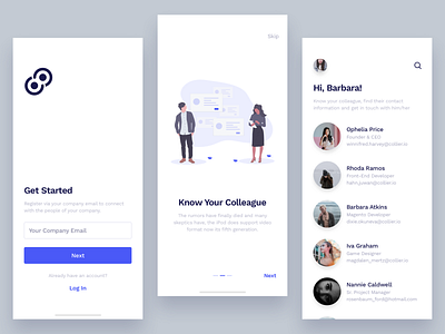 Employee Directory App app clean design directory employee illustration inhouse ios12 iphonex listing login minimal neat sketch ui ux walkthrough