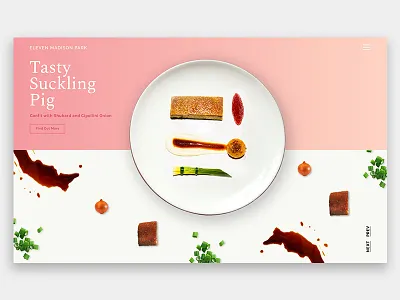 Suckling pig confit with rhubarb and onion asian fine dine food