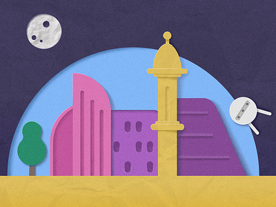 Futuristic city city cut out flat future paper cut