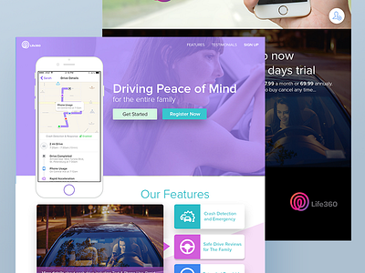 Life360 bold branding desktop life material simply ux typography ui web website website concept