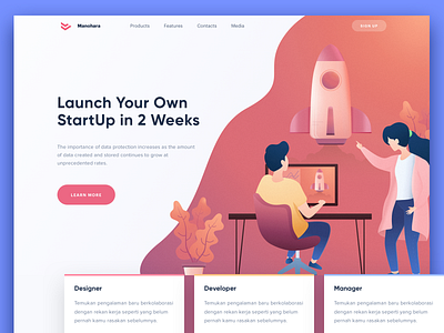 Exploring Startup Illustration card finance fintech header illustration illustration landing page launch startup ui design ux vector web design