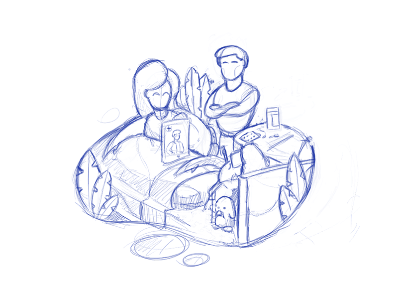 Telemedicine Illustrations WIP color design studio graphic design health illustration promo sketches wip