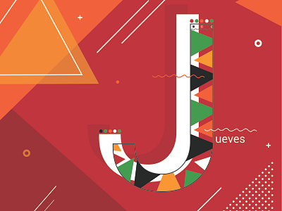 J alphabet 36days j 36daysoftype abstract alphabet cincodemayo colorful flatdesign j memphisdesign shapes type