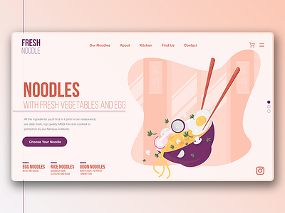 Fresh Noodle Website 2d animation app cartoon character clean flat gif icon illustration landing material noodle typography ui ux vector web website website banner