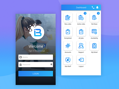 Bond Cleaning Login Dashboard app app animation app apps application app concept app dashboard bondcleaning dailyui dashboad dashboard design icon jobs login login design login form login screen new jobs sign up staff ui ux ui design